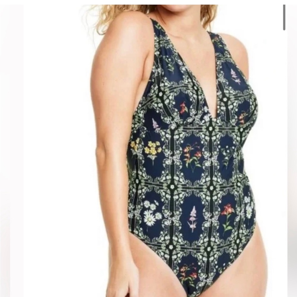 Agua Bendita for Target size Medium Dainty Floral Tile Print Cheeky One Piece